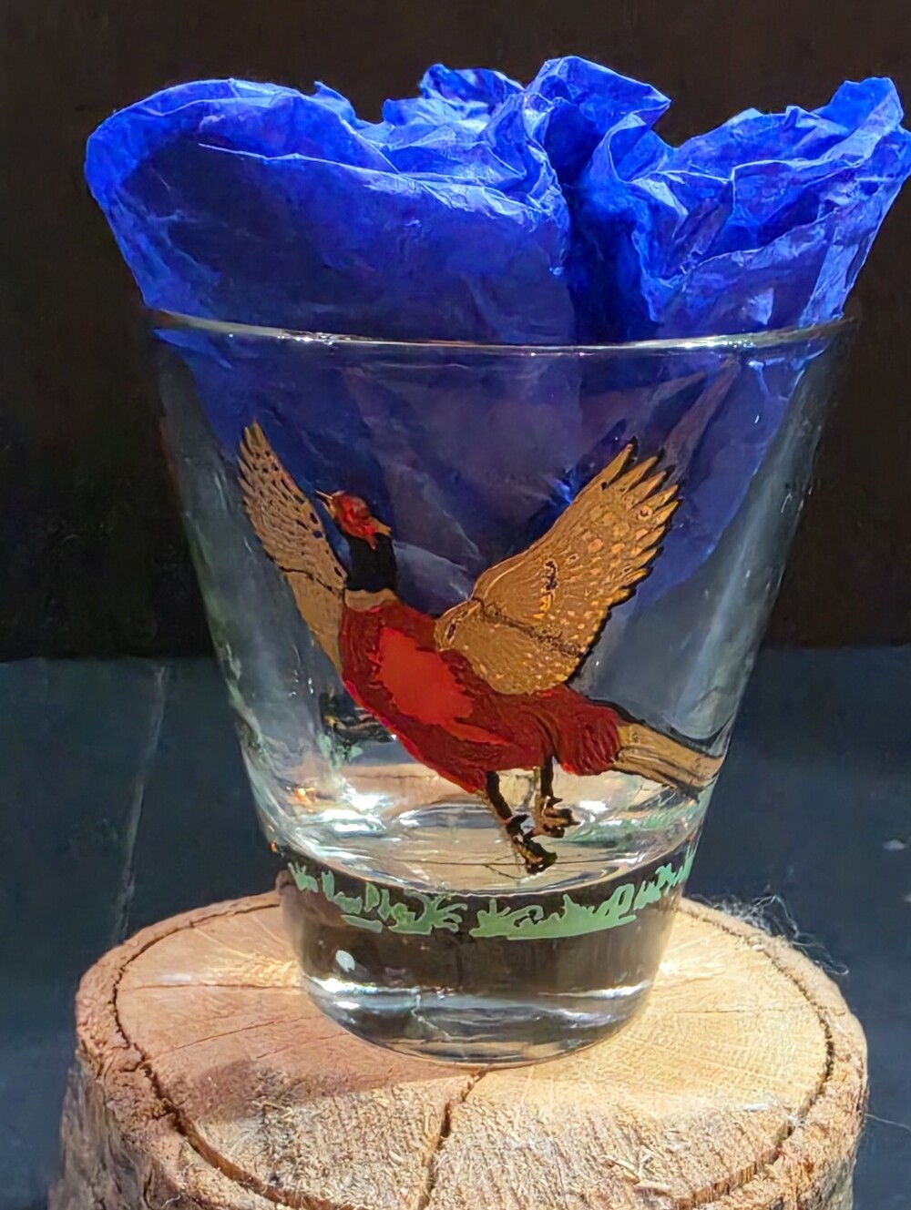 Vintage Hazel Atlas Pheasant Shot Glass MCM Barware